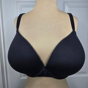 Torrid Curve Plunge‎ Bra 42DDD Black Lace Trim Full Coverage Adjustable